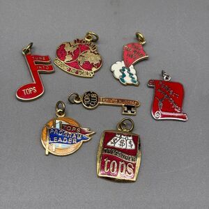 Vintage TOPS Club Enamel Charm Lot of 7 Weight Loss Awards Diet Program 90s